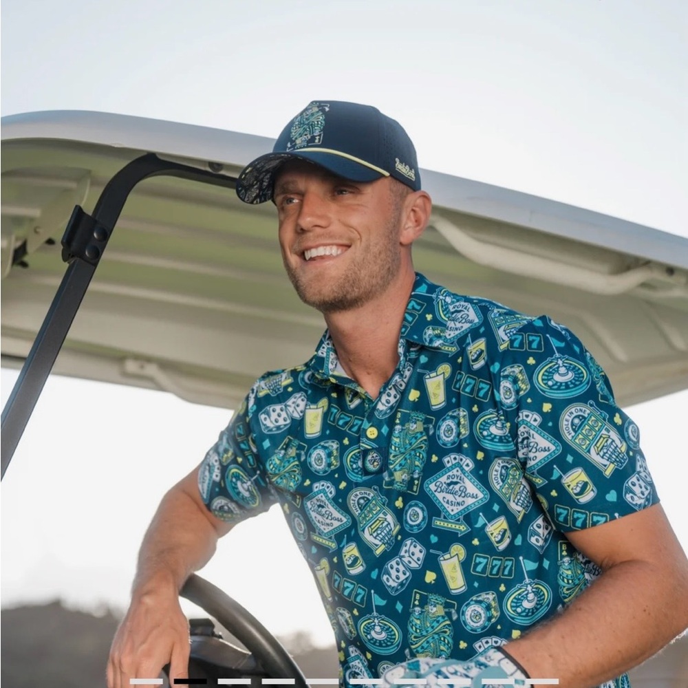 Birdie Boss Men’s High Roller Golf Polo Performance Casino Shirt. Size XL